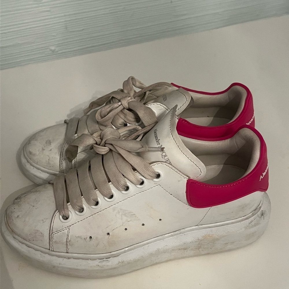 Alexander McQueen White and Pink Sneakers